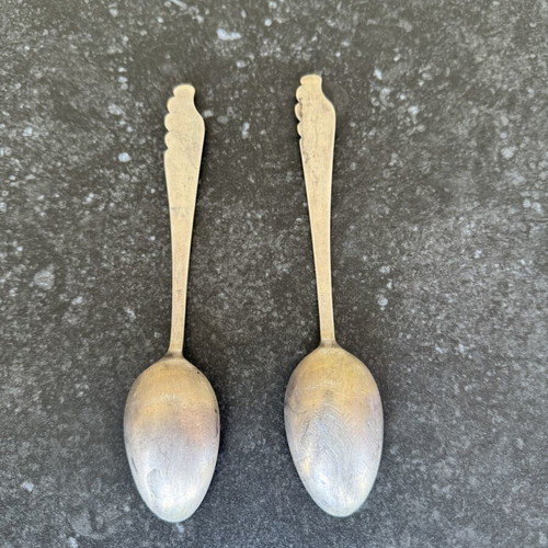 Vintage silver spoons set of 2 800 used with engraved design