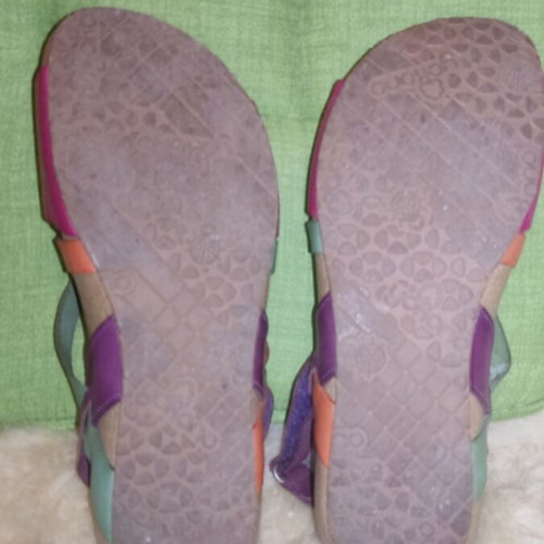 Leather sandals used multicolor size 38.5-39