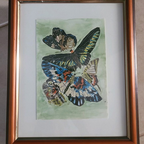 Handmade watercolor set with butterflies new