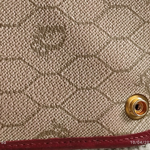 Vintage Dior coated canvas and leather pouch beige and red