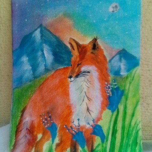 Canvas with fox theme in the forest A4 new