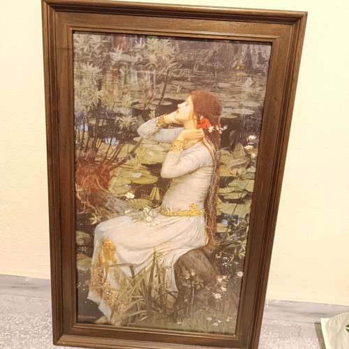 Waterhouse painting like new with wooden frame 75x47 cm