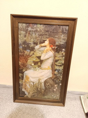 Waterhouse painting like new with wooden frame 75x47 cm