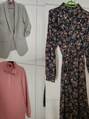Shein clothing set like new, floral long dress, pink dress, jacket