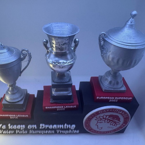 Olympiacos Water Polo European trophies miniatures new, height 8cm