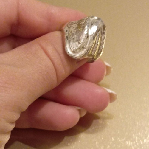 Silver hammered ring 925 new, size 58