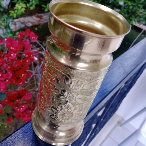 Brass ornate vase like new