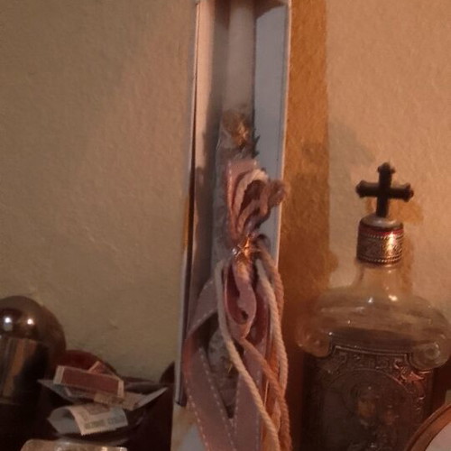 Easter candle new with decorations in box