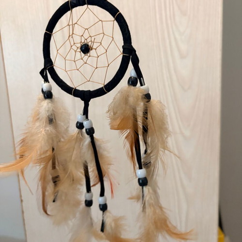 Dreamcatcher Boho with Feathers and Beads like new, black and brown