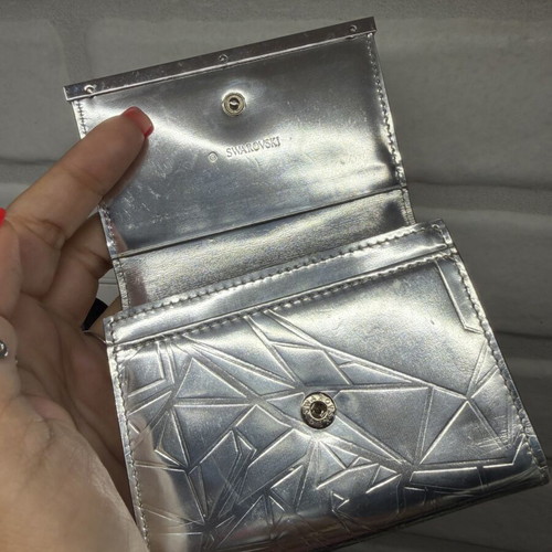Swarovski Small Wallet, silver with crystal detailing
