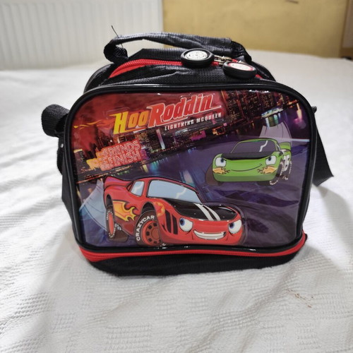 Insulated lunch bag used, bootleg Cars design for kids