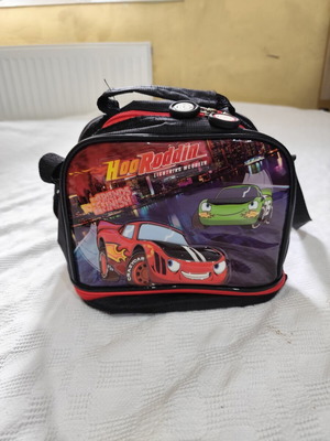 Insulated lunch bag used, bootleg Cars design for kids