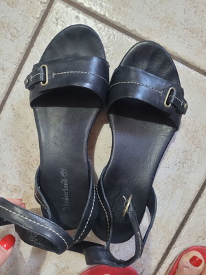 Timberland leather platform sandals size 37 like new, black