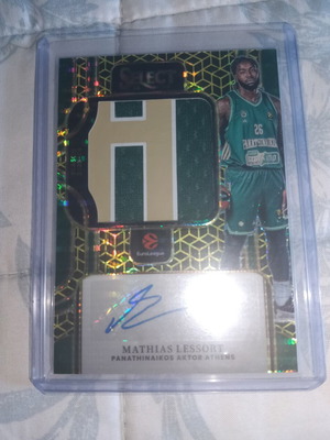 Matthias Lessort Euroleague FOTL κάρτα με αυτόγραφο και ύφασμα, χρυσή /10