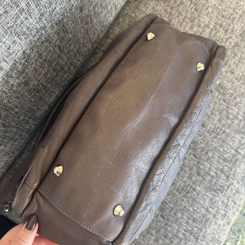 Leather vintage shoulder bag used, brown, large size