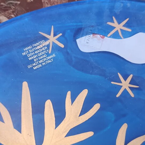 Winter handmade platter made in Italy, diameter 37 cm, new