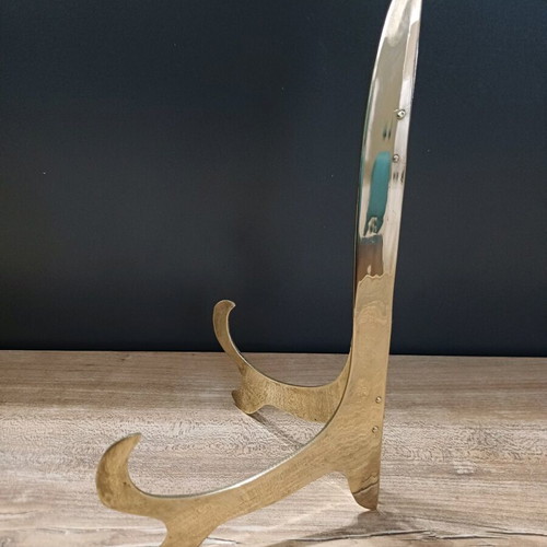 Brass display easel used, solid brass folding support stand