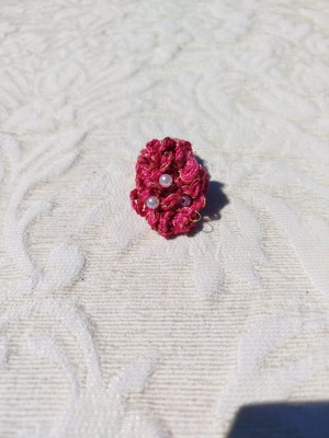 Handmade knitted ring new, purple