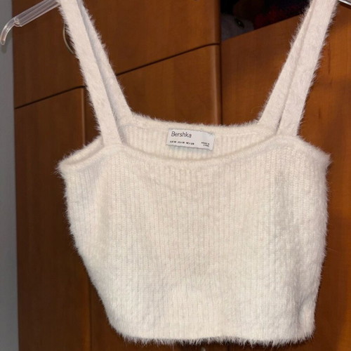 Bershka white fuzzy top