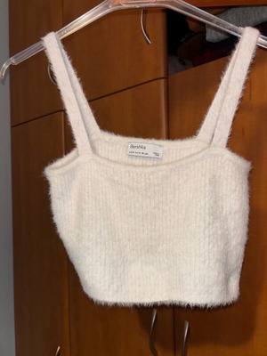 Bershka white fuzzy top