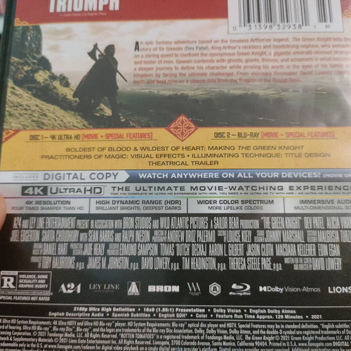 The Green Knight 4K UltraHD Blu-Ray like new, adventure drama fantasy