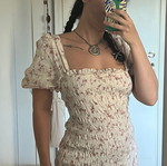 Neo Noir Floral Smocked Dress Like New, 100% Cotton, White, Size M