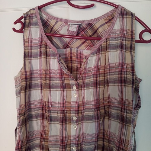 Vintage women's blouse plaid cotton size S like new
