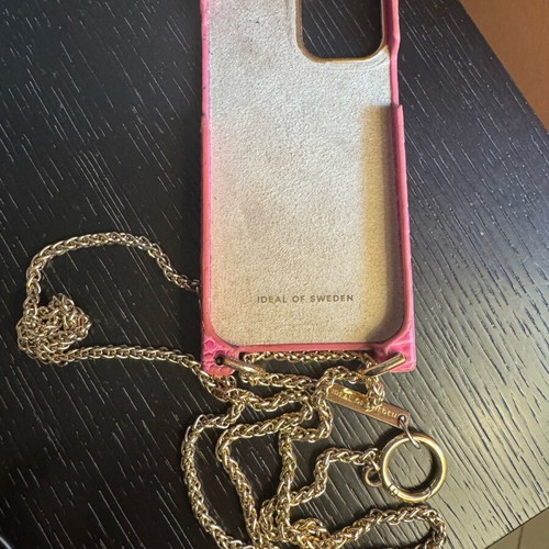 iPhone 12 case Ideal of Sweden like new, pink leather with chain