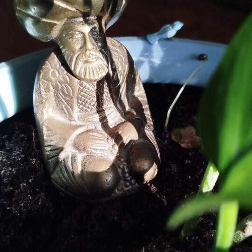 Bronze Sufi scholar figurine, vintage, 1950s