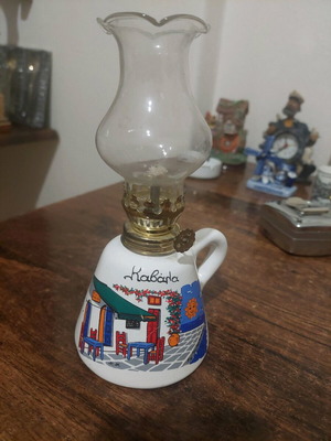 Handmade oil lamp like new, height 20 cm