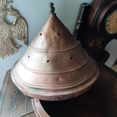Ottoman copper brazier used, traditional handcrafted mangal