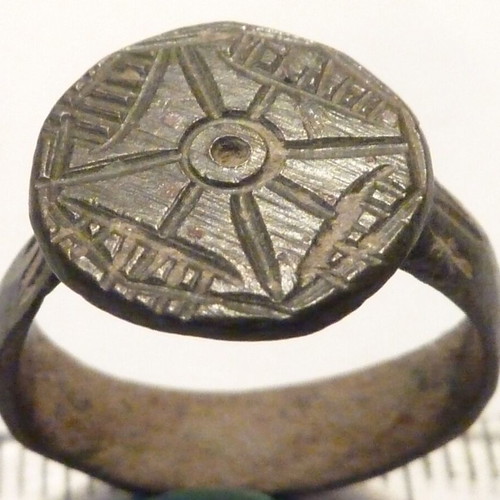 Antique Revival Bronze Ring with Cross used