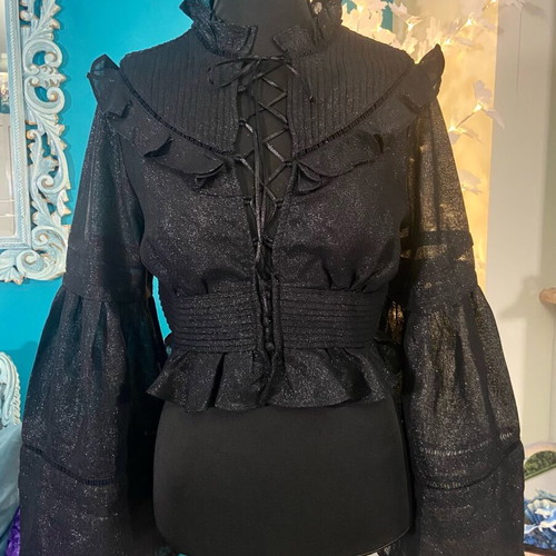 Starry Night Gothic Blouse new, size M, black with silver
