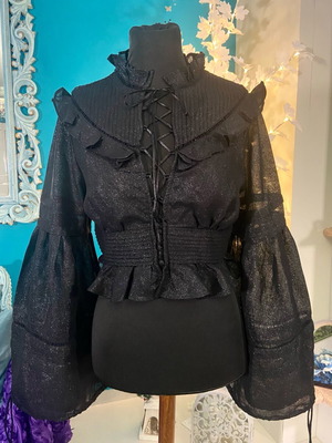 Starry Night Gothic Blouse new, size M, black with silver