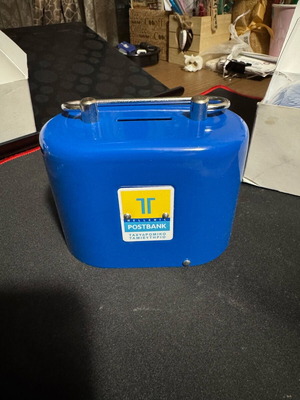 Κουμπαράς Postbank Hellenic vintage μεταλλικός μπλε καινούργιος
