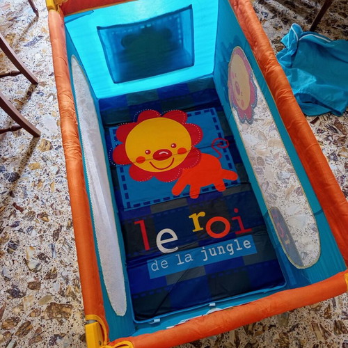 Foldable Travel Playpen with Mattress and Wheels, Like New