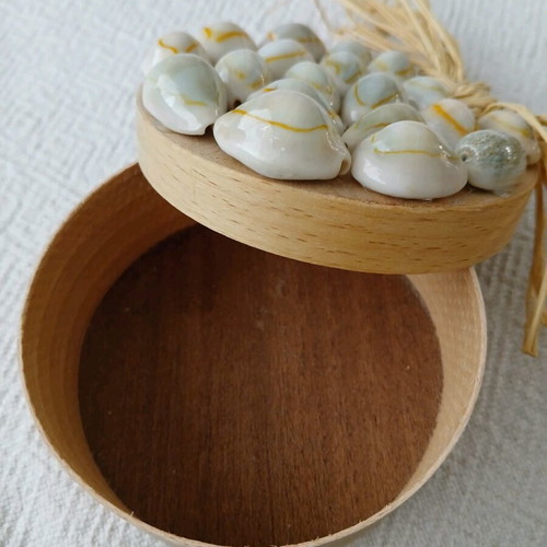 Handmade wooden jewelry box with shells like new