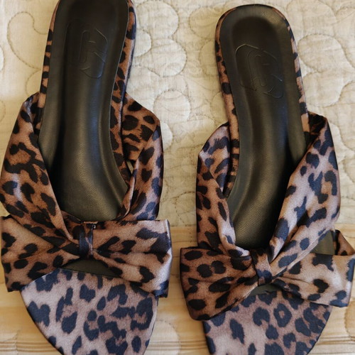 Animal print satin slippers size 38 new