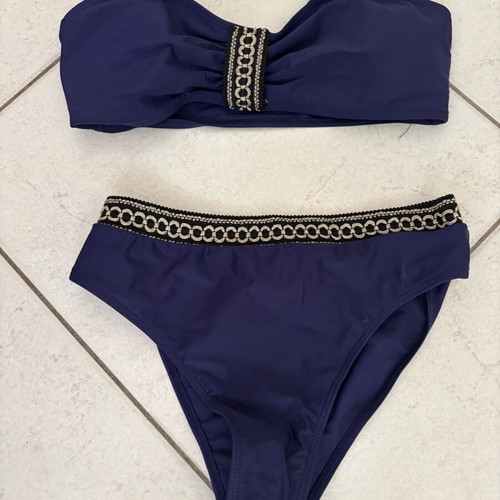 Bikini set blue with gold detail, size M, like new