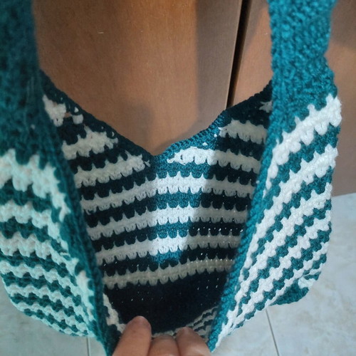 Crochet hobo bag shoulder striped, new
