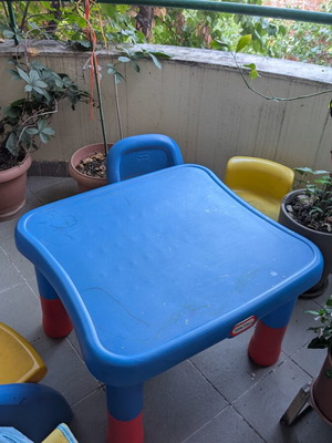 Children's plastic table with 4 chairs