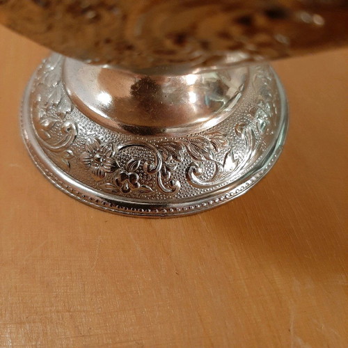 Bronze aristocratic sugar bowl used with silver plating and carved decorations