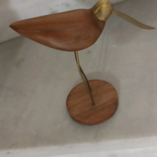 Decorative bird new with wood and brass on base