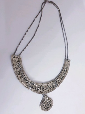 Women's necklace handmade from alpaca with 925 silver chain like new