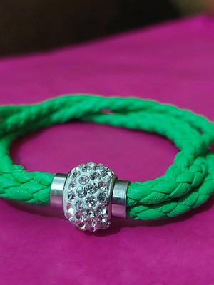 Light green bracelet with rhinestones like new