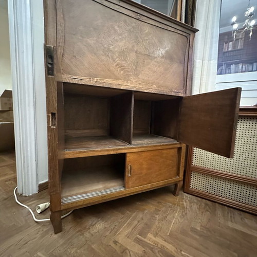 Vintage wooden Secretaire desk used with display cabinet