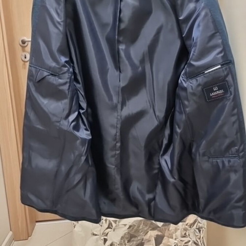 Lazarini suit jacket new, blue, size L, 85% wool, 15% viscose