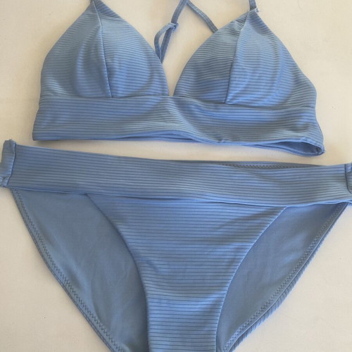 Blue Ribbed Bikini Set like new, size XL