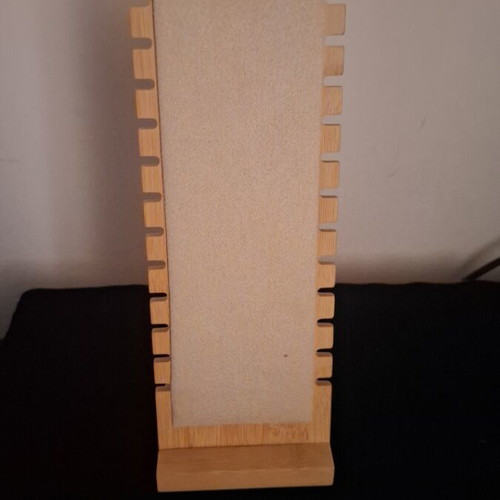 Jewelry stand like new, wooden with velvet lining, beige