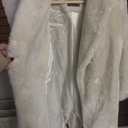 Ckontova Faux Fur Coat like new, white and beige
